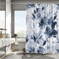 thumbnail image 3 of Alien Meow Aqua Blue Ink Flowers Polyester Shower Curtain, 72" x 72" Waterproof, 3 of 6