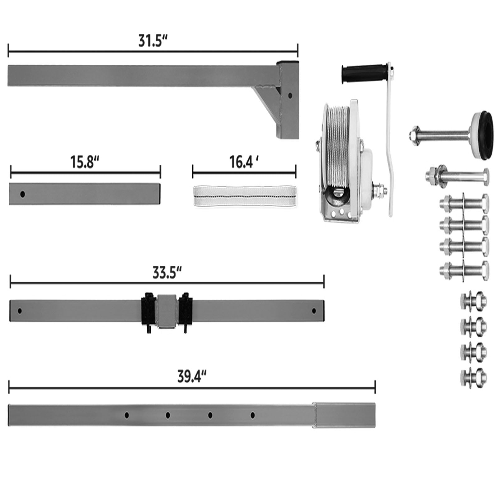 50FT Air Conditioner Lifting Tool, Truck Bed Crane, 400LBS Load 5.4*3.6*10in, High-Quality Steel Wire, Plug-in Winch, Two-Way Self-Locking for Lifting Tool for Air Conditioner Outside Installation