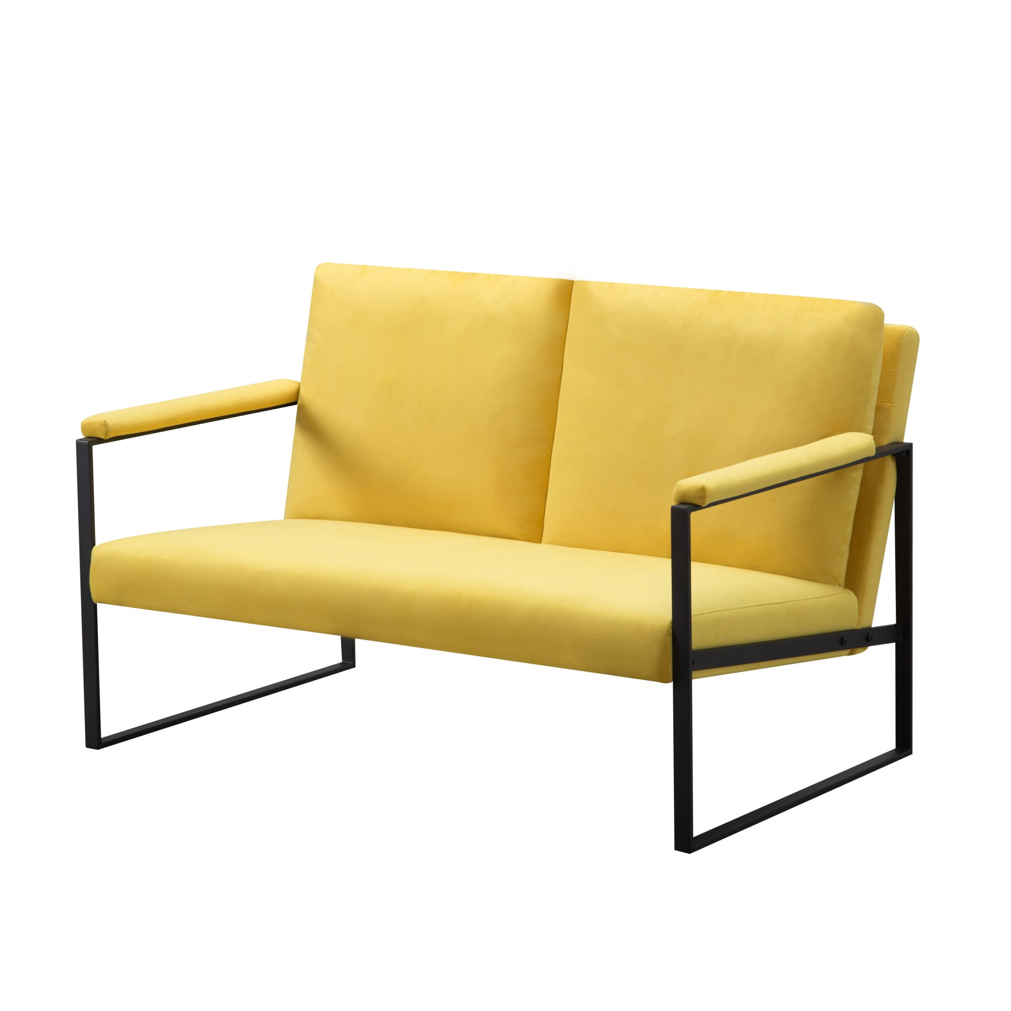 Gewnee 49.2”Metal Frame Loveseat,Modern Upholstered Sofa Chair with Armrests & Scratch-Resistant Foot Pads & Detachable Washable Backrest,Suitable for Living Rooms and Bedrooms.(Yellow)