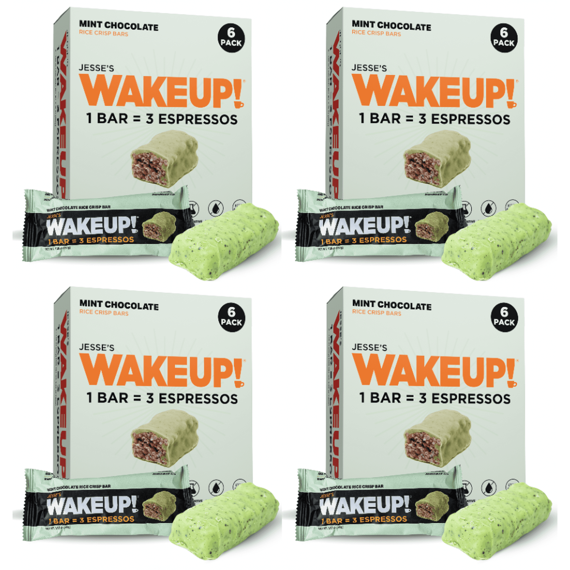 Caffeinated Mint Chocolate Bars – Jesse’s WakeUP! 350mg 24 Pack