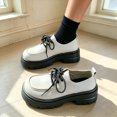 thumbnail image 5 of Shoes for Women Lace-Up Comfortable Shoes for Office Daily Wear Women's Leather Block Heel Round Toe Business Work Dress Shoes, 5 of 6