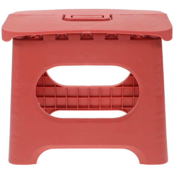 KONTONTY Plastic Folding Stool for Home Use Sturdy and Durable Red Color Lightweight Compact Design 12.5 x 14.7 inches