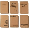 Kraft Notebook Bulk - 12-Pack Lined Pocket Notebook, Travel Journal Set for Diary, and Notes, 6 Different Millennial Phrases Designs, Soft Cover, 80 Pages, Brown, A6, 4.1 x 5.8 inches