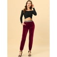 thumbnail image 3 of INSPIRE CHIC Pantalones Largos De Terciopelo Con Corazones De Cintura Elástica Alta Para Mujer Borgo?a M, 3 of 5