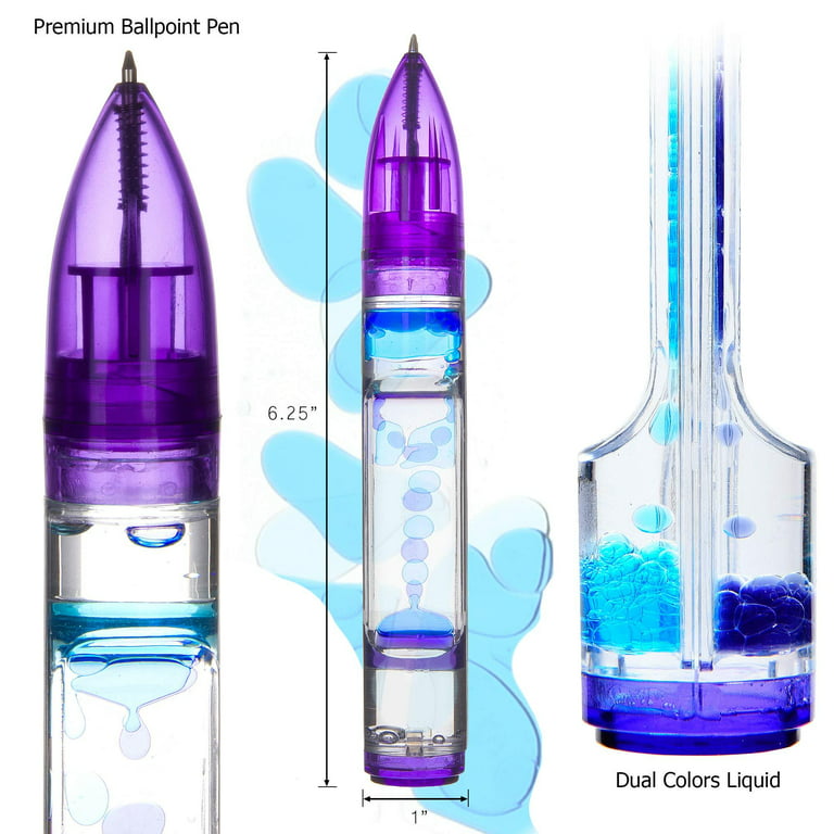 YUE ACTION Liquid Motion Timer Pen 2 Pack / Liquid Timer Pen / Multi  Colored Fidget Pen for for Office Desk Toys, Novelty Gifts ,Novelty Toys  (Blue+Purple Set) Blue+purple Set 