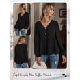 thumbnail image 7 of HUBERY Women Button Tiered Ruffle Hem V Neck Long Sleeve Solid Color Top, 7 of 7