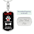 thumbnail image 2 of Berger Allemand en Acier Inoxydable Ou 18k or Premium Pivotant Chien Porte-Clés, 2 of 8