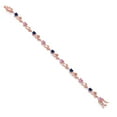 thumbnail image 2 of Gem Stone King 18K Rose Gold Plated Silver Heart Shape Pink Moissanite Blue Created Sapphire and Round White Lab Grown Diamond Greek Vine Flower Tennis Bracelet for Women (5.04 Cttw, 7.5 inch), 2 of 4