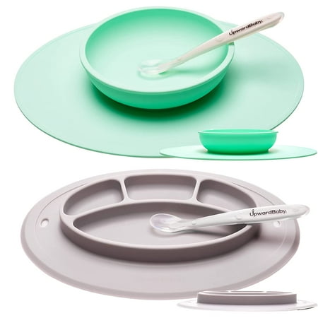 

UpwardBaby Suction Plates & Bowls for Baby-Toddler Essentials Silicone Baby Plate & Bowl with 2 Baby Spoons