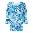thumbnail image 5 of Fiudx Ofertas Relámpago Blusa de Manga 3/4 a La Moda para Mujer, Camiseta Estampada, Top Informal, 5 of 5