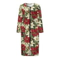 thumbnail image 3 of Yuyamidu Poinsettia Zipper Front Robes for Women Lightweight Zipper Bathrobe Christmas Long Sleeve Gowns Xmas Sleepwear Loose Dresses, Robe, Gowns Soft Nightgown Housecoat Size 4XL, 3 of 7