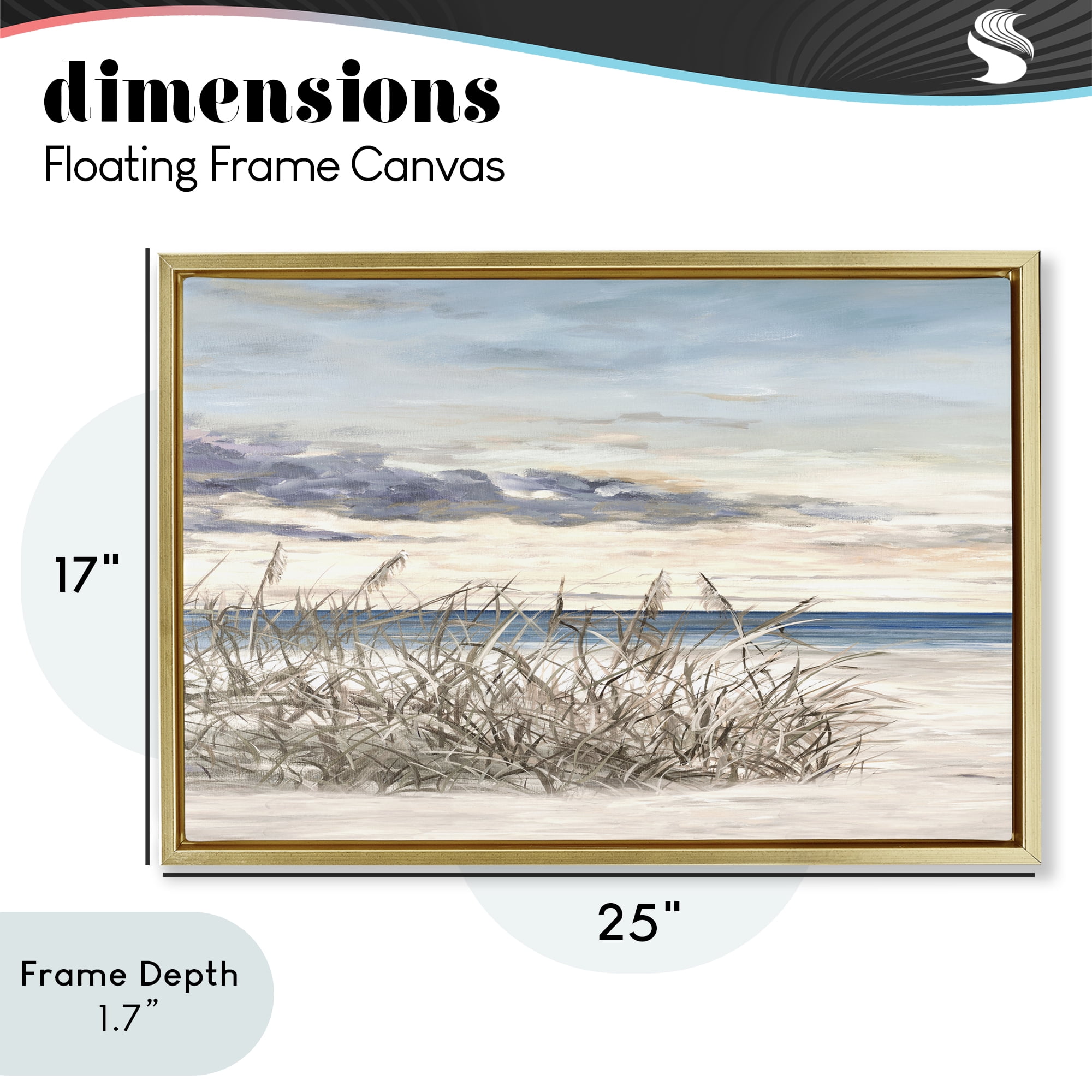Stupell Industries Windy Beaches Landscape Gold Framed Floater Canvas Wall Art, design by Julie DeRice
