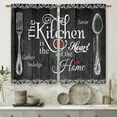 thumbnail image 6 of Black Farmhouse Rustic Kitchen Curtains Wooden Wood Small Short Cafe Window Curtains Vintage Fork Spoon RetroBathroom Living Room Bedroom Window Drapes Treatment 2 Panels (26x36 Inch), 6 of 6