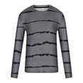 thumbnail image 5 of Penkiiy T Shirts for Men Casual Shorts Sleeves Round Neck Pullover Striped Printing Sports Fitness Blouse Plus Size Tops S Gray, 5 of 5