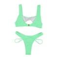 thumbnail image 4 of "Gubotare Swimsuit Women Women's Cutout One Shoulder Bikini Underwire Padded Bathing Suit Cheeky Thong Brazilian Swimsuit,Mint Green L", 4 of 5
