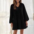 thumbnail image 4 of Vestidos Para Mujer Vestidos de Otoño Otoño de Moda Con Cuello en V Manga Larga Color Sólido Mangas Abullonadas Vestido Casual Odeerbi ODB130148, 4 of 5
