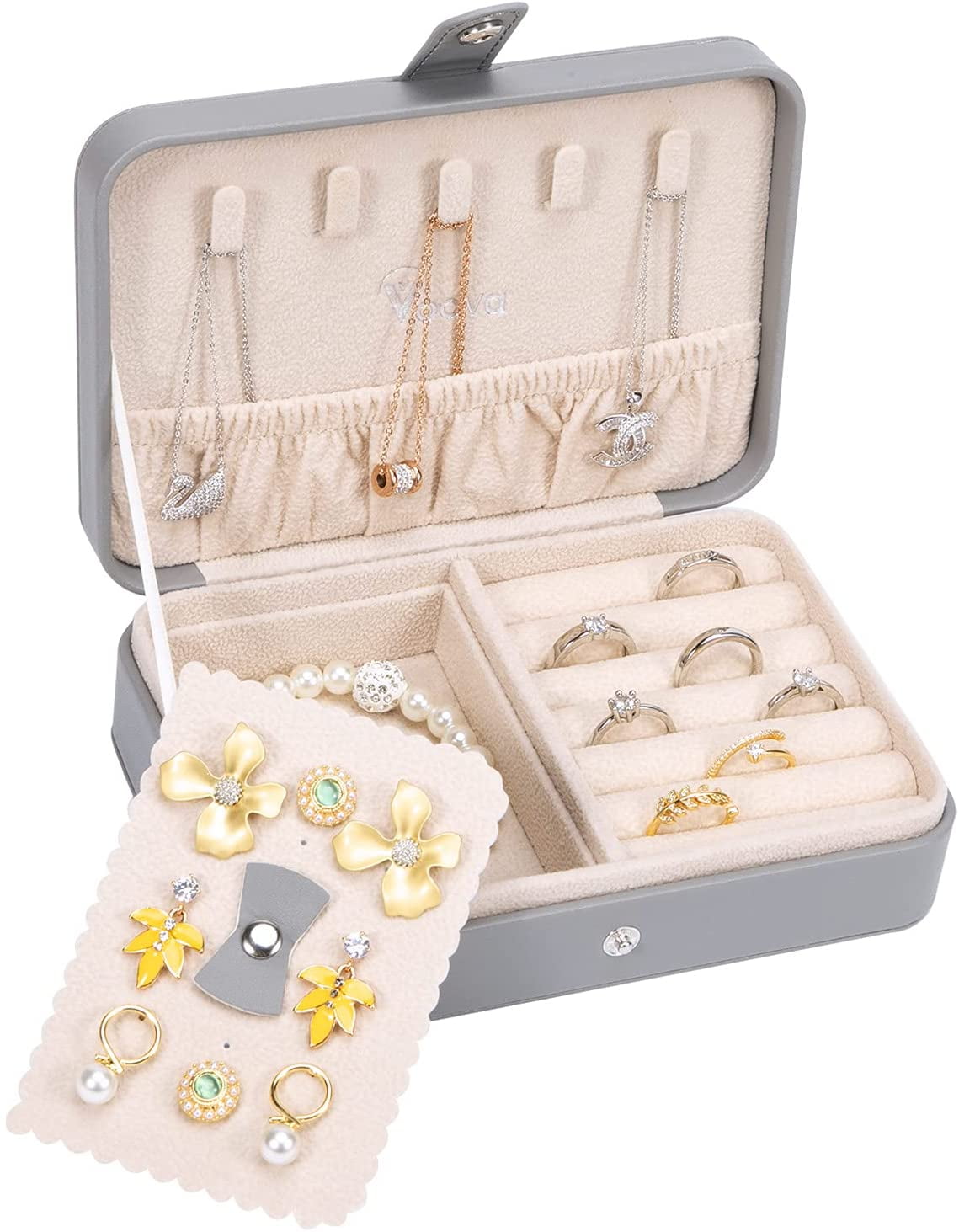 Voova Small Travel Jewelry Case, Jewellry Organizer Box with Smart