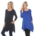 thumbnail image 1 of White Mark Tunique Noire à Manches 3/4 pour Femmes, Lot de 2, 1 of 2