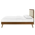 thumbnail image 6 of Platform Bed Frame, King Size, Wood, Brown Walnut Beige, Modern Contemporary Urban Design, Bedroom Master Guest Suite, 6 of 10