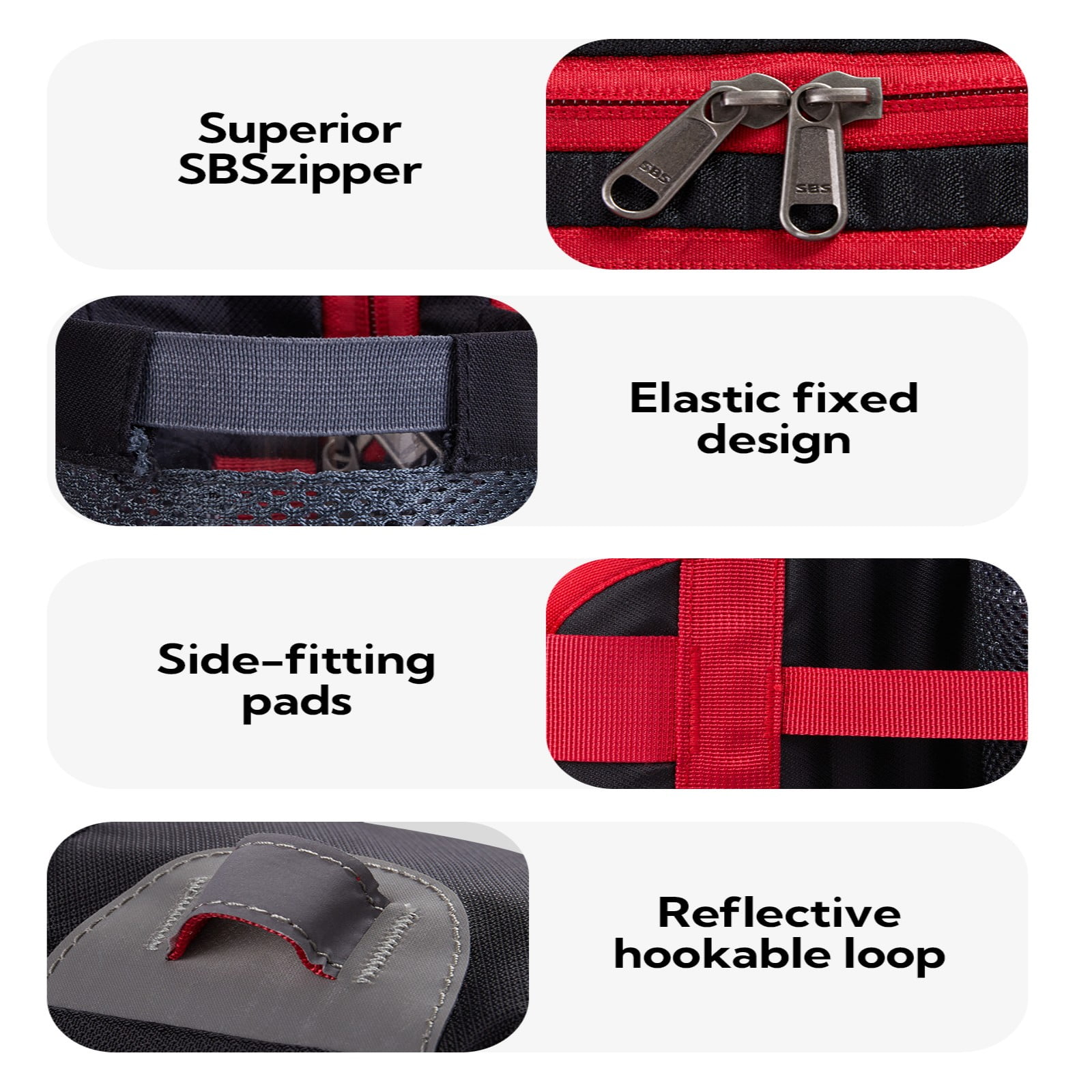 WATERFLY Unisex Large Capacity Hiking with Bottle Holder Nylon Fanny Pack Waist Bag,Black Red