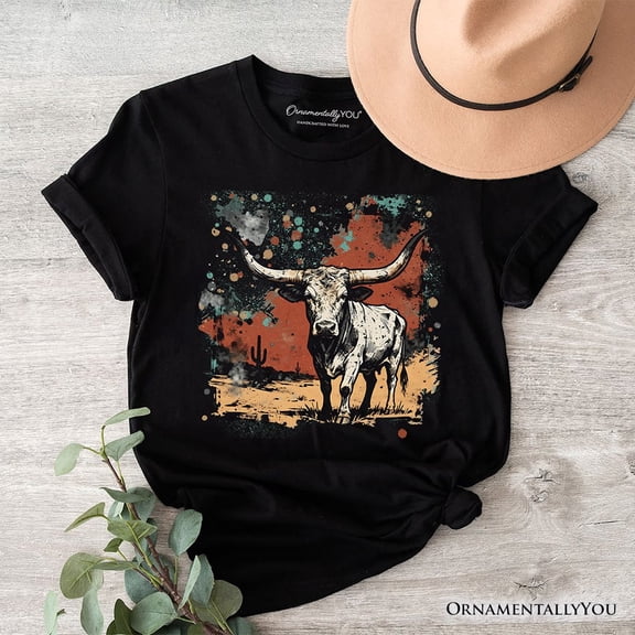 Western Longhorn Bull T-Shirt, Cowboy Rodeo Tee