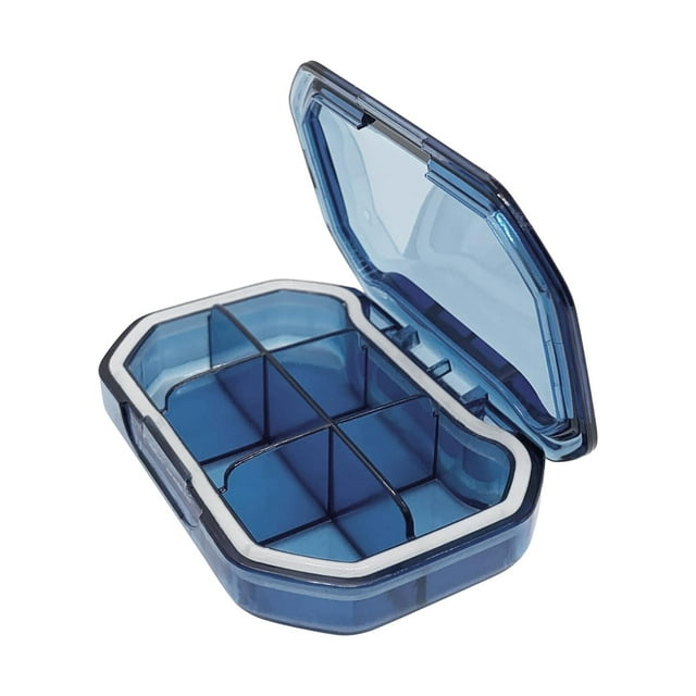 Maytalsory Travel Pill Organizer with Divider Small Pill Container pill box has separate for Bag Purse Pocket BlueRectangle
