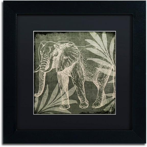 Trademark Fine Art "Elephant 1" Canvas Art by Color Bakery Black Matte, Black Frame