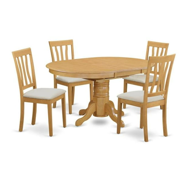 East West Furniture AVAT5OAKC Avon Kitchen Table & 4 Chairs, Oak