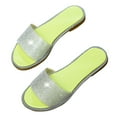 thumbnail image 1 of Womens Flat Sandals Rhinestone Clear Strap Open Toe Colorful Blingbling Non Slip Lightweight Breathable Summer Beach Sandals Yellow, 1 of 6