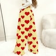 thumbnail image 5 of FRSASU Women's Valentine Pants Flannel Plush Fuzzy Elastic Waist Wide Leg Love Heart Print Long Pants Yellow, 5 of 7