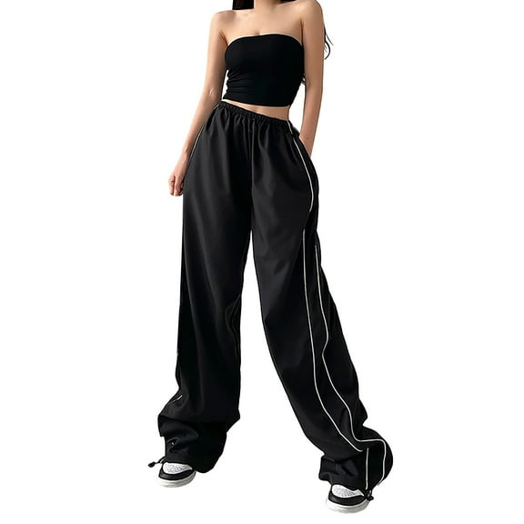 Baqcunre Womens Sweatpants Women'S Baggy Cargo Trousers Low Waist Jogging Bottoms Track Pants Streetwear Oversize Loose 90S Girl Streetwear Joggers Pants For Women Womens Pants Black L