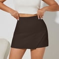thumbnail image 5 of Only Moment Women's Flowy Shorts Polyurethane Fiber Solid Summer Tummy Control Casual Cute Beach Golf Tennis Athletic Stretch High Waisted Skirts Skorts for Wowomen Dressy Casual Brown,XL, 5 of 7
