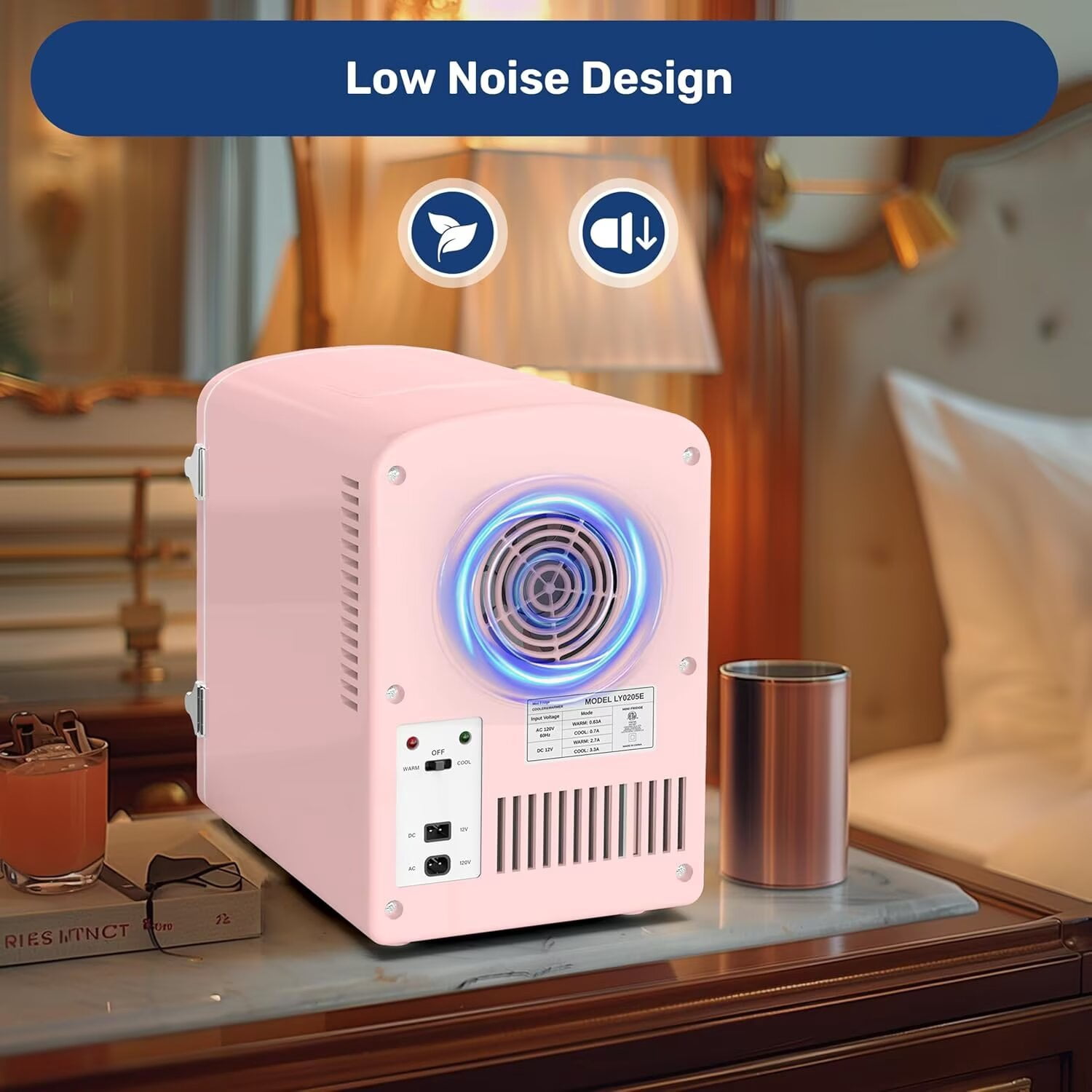 YSSOA Mini Fridge for Bedroom, Car, Office & Dorm Room - 9 Can Small Refrigerator - AC/DC 12V Portable Cooler & Warmer, 6L with Window, Pink