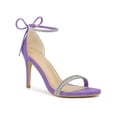 thumbnail image 1 of BLISSFUL STEP Women's Shoes Stiletto Heels Rhinestone Ankle Tie Open Toe Faux Suede Party Sandals Purple 8, 1 of 7