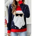 thumbnail image 3 of Liacowi Women Juniors Christmas Sweater Long Sleeve Santa Claus Print Pullover Jumpers Tops Fall Loose Knitwear for Teen, 3 of 7