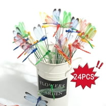 24pcs Simulation Dragonfly Stakes Decors 12'' Artificial Dragonfly Garden Stakes 3D Plastic Colorful Dragonflies Yard Art Ornaments for Planter Pot Flower Arrangement Pathway Patio Decoration