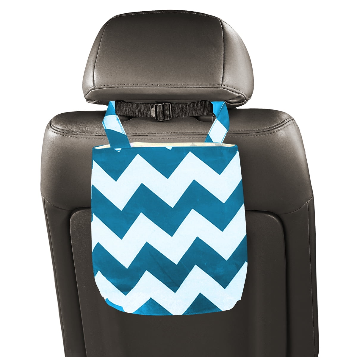 Auto Trash Bag Aqua Chevron