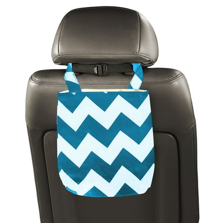 Auto Trash Bag - Aqua Chevron