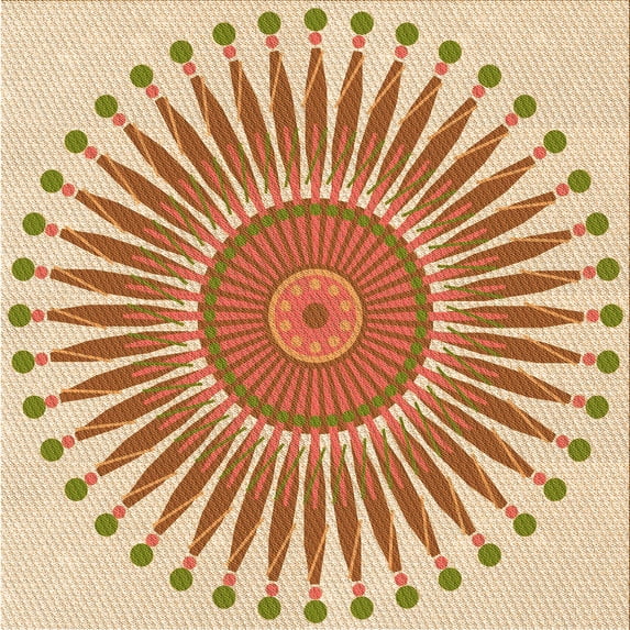 Ahgly Company Indoor Square Patterned Khaki Gold Area Rugs, 6' Square