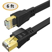 Deego Cat 8 Ethernet LAN Cable 6 ft for Gaming, RJ45 High Speed Flat Network Cable for PS Xbox PC Internet Router Modem