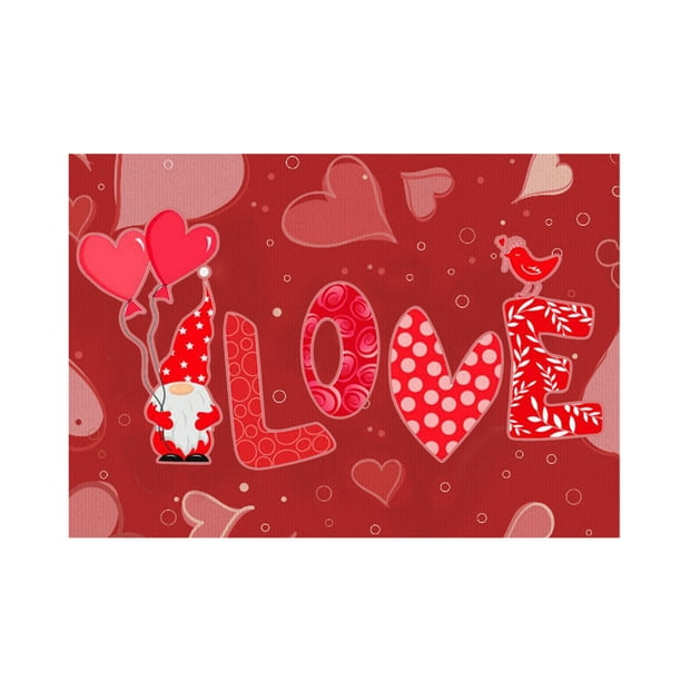 Fiudx Felpudo de San Valentín, Diseño de Poliéster Antideslizante, Decoración Festiva para Interiores y Exteriores, Ideal para Baño y Entrada, Material Suave y Cómodo, Tamaño 50 X 80 Cm.