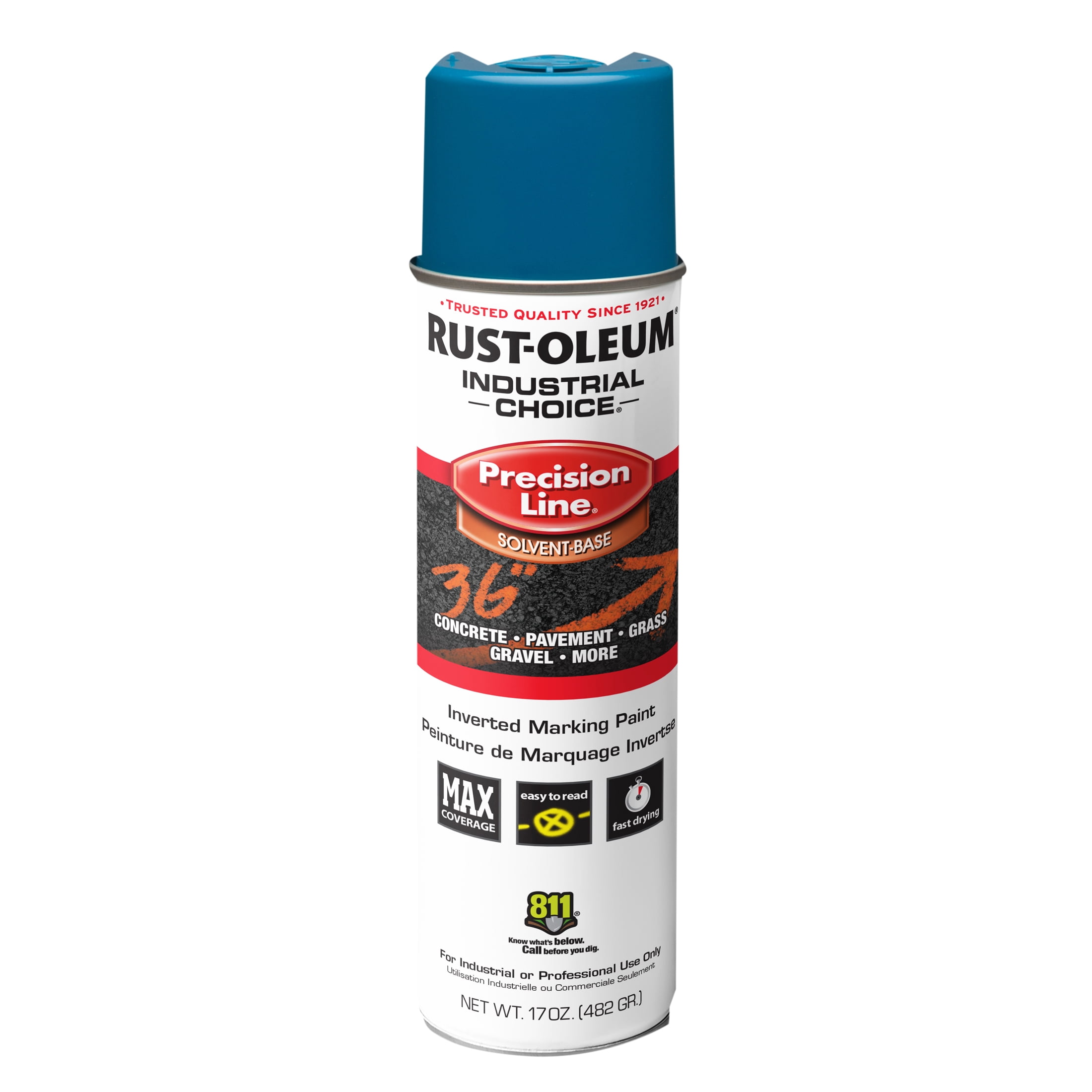 12 Pack, Caution Blue, Rust-Oleum Precision Line Marking Flat Spray Paint- 17 oz