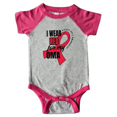 

Inktastic Sickle Cell Awareness I Wear Red For My Oma Gift Baby Boy or Baby Girl Bodysuit