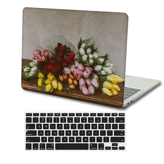 KSK KAISHEK for MacBook Air 13.6" Case 2022.0 Rel. Model A2681 m2, Plastic Hard Shell Case + Black Keyboard Cover, Flower 1771