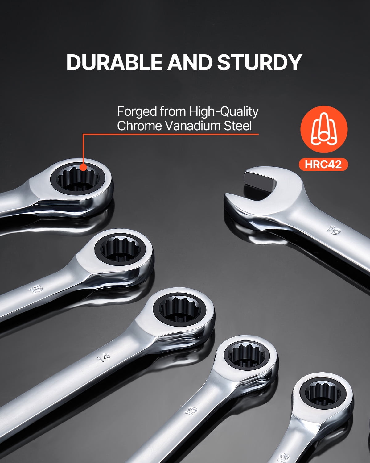 KFFKFF Combination Wrench Set, 8-Unit Gear Spanner Assortment with Storage Stand, Chromium-Vanadium Steel Spanner Metric Range 8 mm to 19 mm, Perfect for Everyday Home Use, Garage, Workshop