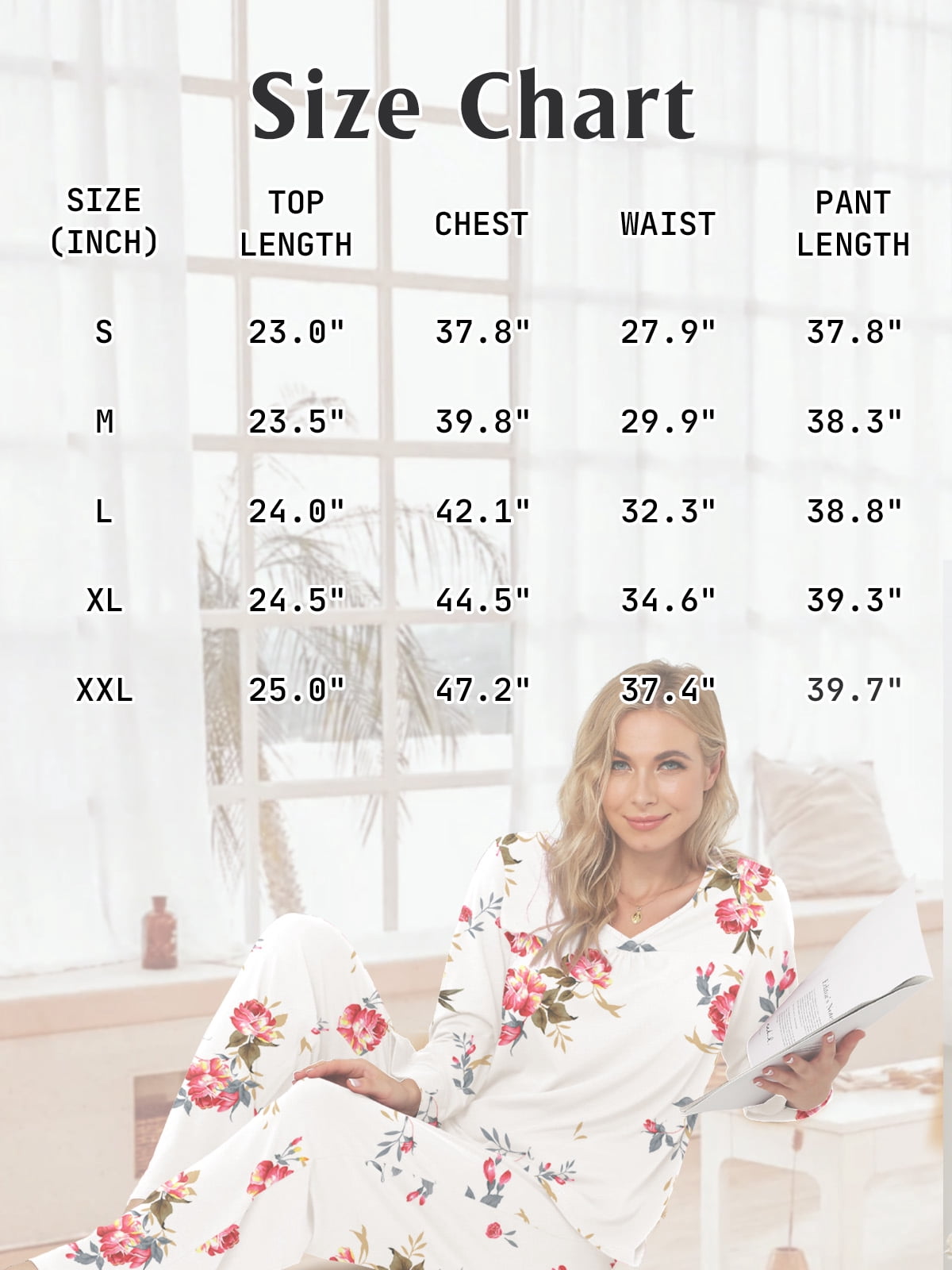 Women's Pajamas Set Long Sleeve Shirts and Long Pants 2 Piece Pjs Sleepwear with Pockets