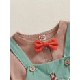 thumbnail image 5 of Toddler Baby Boy Easter Outfits 6 12 18 24 Months 2T 3T 4T Solid Color Short Sleeve Button Down Shirt with Bunny Embroidery Overalls Shorts Clothing Set, 5 of 9