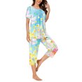 thumbnail image 5 of Wancir Women Pajama Sets Two-Piece Nightwear Short Sleeve Sleepwear 1/4 Button Down Pj Lounge Sets with Long Pants, 5 of 6