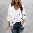 thumbnail image 2 of lcziwo Women's Plus Size Summer Work Clothes Kimono 2025 Floral Print Puff Sleeve Cardigans Loose Cover Up Chiffon Cardigan Casual Blouse Tops Pink XXXXXL Lightning Prime Sales, 2 of 6