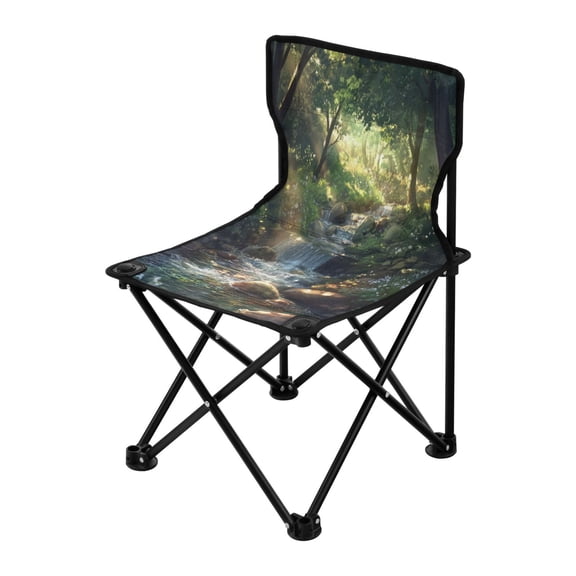Outdoor Folding Chair 14.46x14.46x22.83 Inches, Camping Folding Chair Easy to Carry Ideal for Outdoor Picnics Camping Park Fishing Beautiful Green Stream